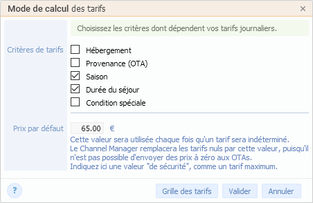 Mode de calcul du tarif