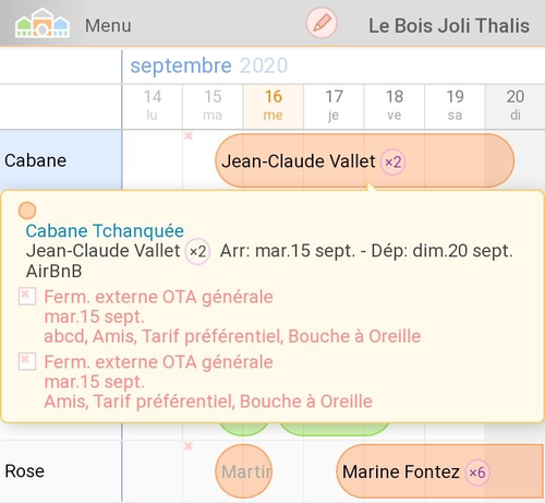 calendrier détaillé